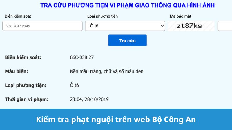 Kiểm tra phạt nguội Khánh Hòa trên website Bộ Công An